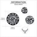 wholesale 925 Sterling Silver Egyptian Eye Of Horus Pendant Necklace with Black Enamel and Symbols-0-3