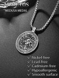 wholesale 925 Sterling Silver Medusa Head Greek Key Design Pendant with 24 Rolo Chain-0-4
