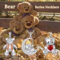 wholesale 925 Sterling Silver Teddy Bear Pendant Necklaces for Women Girls  (Set of 3)-0-1