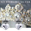 wholesale 925 Sterling Silver Crown Blue Heart Crystal Stud Earrings Oxidized Finish-0-5