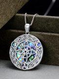 wholesale 925 Sterling Silver Celtic Knot Abalone Shell Amulet Protection Choker Necklaces for Women Girls Gifts-0-1