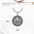 wholesale 925 Sterling Silver Round Lion Head Pendant Necklaces for Men & Women-0-4