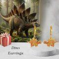 wholesale Gold Plated 925 Sterling Silver Hypoallergenic Orange Crystal Stegosaurus Dangle Earrings for Women-0-2