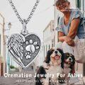 wholesale 925 Sterling Silver Heart Paw Print Angel Wings Cremation Urn Necklace for Pets Dogs Cats Memorials Jewelry Keepsakes-0-6