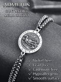 wholesale 925 Sterling Silver Saint Michael Protect Us Charm Bracelet with 3+2 Extender Chain for Men Women -0-3