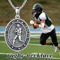 wholesale 925 Sterling Silver Oval Sports Athlete Pendant Necklace - Protect This Athlete Charm Chain s for Men & Women-0-4