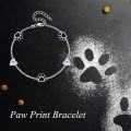 wholesale 925 Sterling Silver Black Enamel Dog Cat Pet Lover Footprint Charm Bracelet Gifts for Her Wife Girlfriend Daughter Mom Sister Aunt Niece-0-4