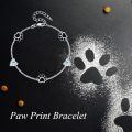 wholesale 925 Sterling Silver Paw Print Bracelet With Heart-shaped Crystals-0-4