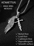 wholesale 925 Sterling Silver Angel Wing Pendant on Rolo Chain Faith Charm Necklace for Men 24+2-0-3