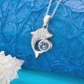 TOUPOP 925 Sterling Silver Dolphin Pendant I Love You 100 Languages Necklace-0-5