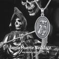 wholesale 925 Sterling Silver Grim Reaper Pendant Necklace  - Religious Protection Charm Jewelry for Men-0-4