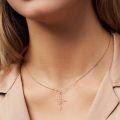 wholesale Rose Gold 925 Sterling Silver Rose Cross Pendant Necklace for Women Christian Jewelry Religious Gifts-0-5