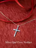 TOUPOP Sterling Silver Blue Opal Cross Pendant Necklace-0-3
