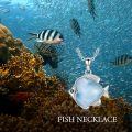 wholesale 925 Sterling Silver Larimar Fish Pendant Necklace Platinum Plated Blue Stone Chain For Women-0-4