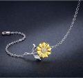 wholesale 925 Sterling Silver Yellow Daisy Flower Charm Chain Bracelet & Anklet Set Gifts for Women-0-1
