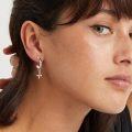 wholesale 925 Sterling Silver Cross Dangle Hoop Earrings for Men & Women-0-4