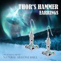 wholesale 925 Sterling Silver Opalite Tree of Life Thors Hammer Compass Dangle Drop Earrings Gift for Her-0-2