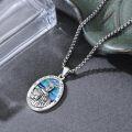 wholesale 925 Sterling Silver Saint Maximilian Kolbe Protect Us Medal Pendant Necklace  with Abalone Shell and Crosses-0-2