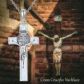 wholesale Sterling Silver Crucifix St Benedict Medals Pendant Necklace for Women Men-0-11