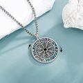wholesale 925 Sterling Silver Vegvisir Compass Norse Pendant for Men's Necklaces with Black Stone and Abalone Shell Inlay Gifts-0-3