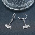 wholesale 925 Sterling Silver Black Plated Norse Viking Double Headed Axe Huggie Earrings for Men & Women-0-1