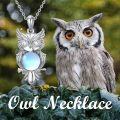 wholesale Sterling Silver Moonstone Owl Lab Grown Diamond Birthstone Necklace Pendant for Women-0-4