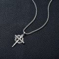 wholesale 925 Sterling Silver & Gold-Plated Antler Design Christian Cross Necklace on  (24)-0-2