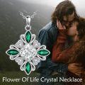 wholesale 925 Sterling Silver Green Crystal Flower Pendant Necklace for Women-0-5