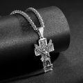 wholesale 925 Sterling Silver Saint Christopher and Saint Michael Cross Pendant Chain Necklace for Men & Women Catholic Religious -0-1