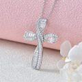 wholesale 925 Sterling Silver Twisted Infinity Crucifix Pendant with Princess Cubic Zirconia - 20 Adjustable Chain-0-2