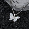 wholesale 925 Sterling Silver White Fire Opal Heart Dove Pendant Necklace for Women Girls Gift-0-28