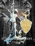 wholesale S 925 Sterling Silver Archangel St. Michael Protect Us Shield Cross Pendant Necklace-0-4
