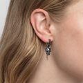 wholesale 925 Sterling Silver Skull Hoop Earrings Wholesale With Chain Detail-0-2
