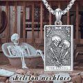 wholesale 925 Sterling Silver 925 - The Lovers Tarot Card Skulls Pendant Necklace with Roses and Flowers Design-0-1