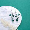wholesale 925 Sterling Silver Green Crystal Heart & Floral Dangle Earrings for Women-0-2