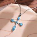 wholesale 925 Sterling Silver Turquoise Stone Cross Pendant Necklace for Women - Vintage Bohemian Victorian Style s-0-4