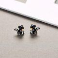 wholesale 925 Sterling Silver 925 Black Squirrel Stud Earrings Cute Animal  for Women Lover Christmas Gifts-0-1