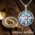 wholesale 925 Sterling Silver Mountain & Trees Compass Pendant Necklace Gift for Women-0-4