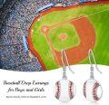 wholesale 925 Sterling Silver Baseball Dangle Earrings Sporty s for Athletes and Fans-0-5