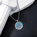 wholesale 925 Sterling Silver Blue Opal Saint Christopher Protect Us Medal Pendant Necklace -0-3
