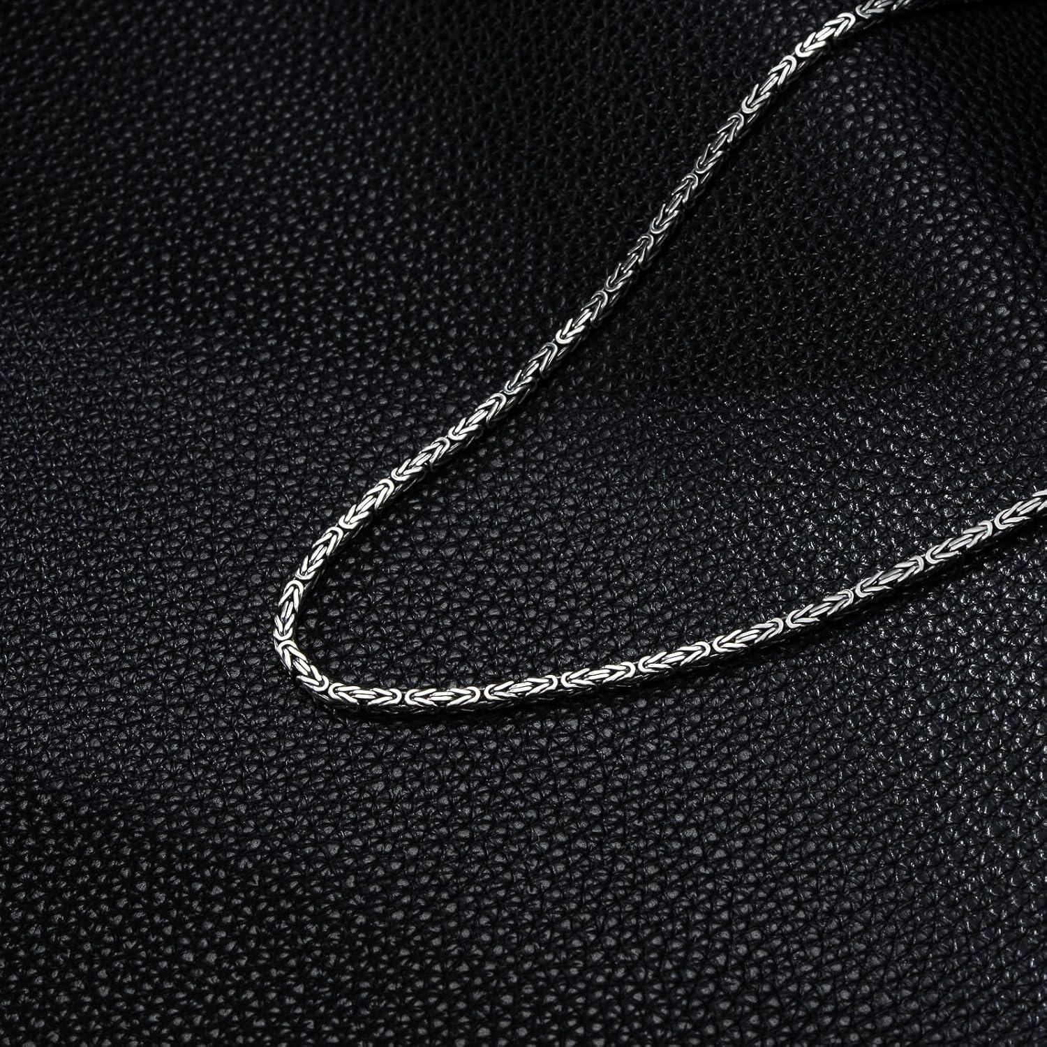 Sterling Silver Byzantine Chain Necklace for Men Women 2 5mm-0-2
