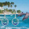 wholesale 925 Sterling Silver Dolphin & Palm Tree Dangle Drop Earrings for Women Girls Ocean Theme Graduation Gifts-0-2