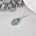 wholesale 925 Sterling Silver Oval Abalone Shell Saint Michael Protect Us Pendant Necklace-0-3