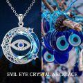 wholesale TOUPOP Tree Of Life Necklace Luck Blue Evil Eye Protection Pendant With Circle Crystal S925 Sterling Silver Jewelry For Her Women Teens Girls Valentine's Day Mother's Day Gift (moon-evil Eye) -0-3