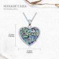 wholesale 925 Sterling Silver Abalone Shell & Diamond Tree of Life Heart Pendant Necklace for Women-0-4