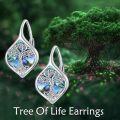 wholesale 925 Sterling Silver Abalone Shell Tree of Life Dangle Earrings Family Tree Drop  for Women Girls-0-5