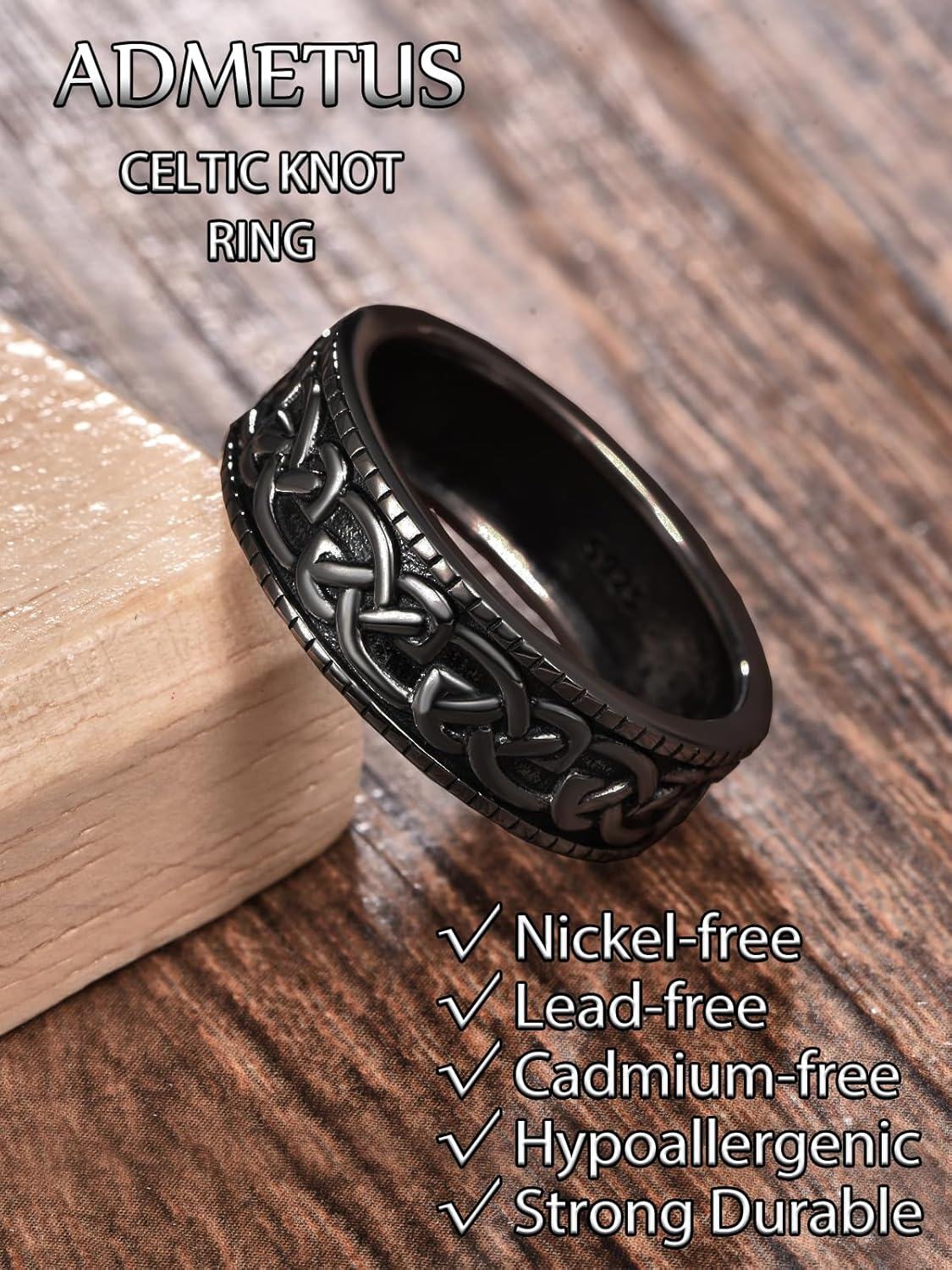 Sterling Silver Celtic Knot Wedding Band Rings for Men Celtic Jewelry Gifts-0-4