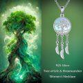 wholesale 925 Sterling Silver Blue Moonstone Dreamcatcher Tree of Life Pendant Necklaces for Women-0-2