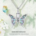 wholesale 925 Sterling Silver Butterfly Cremation Jewelry Urn Necklace with Abalone Shell Inlay for Ashes Keepsake Pendant Memorial Lockets for Women-0-5
