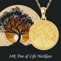wholesale 14K Gold Tree of Life Round Coin Pendant Necklace for Women's s-0-5
